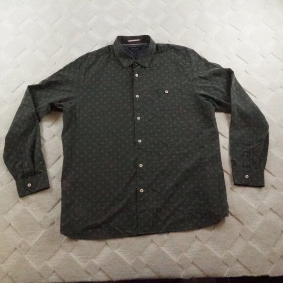 Ted Baker London Button Up Shirt Mens 2XL Green Long Sleeve Printed Modal Blend - Picture 1 of 11